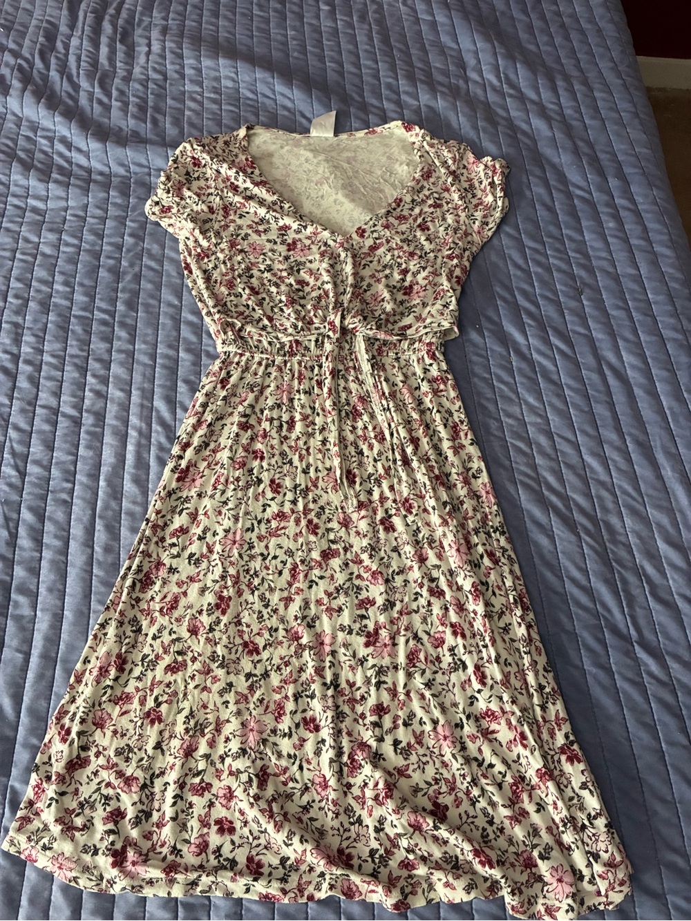 No Boundaries Cream Dress with Pink Floral Print